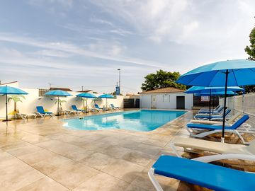 Pool and sundeck with loungers