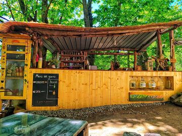 The communal kitchen area