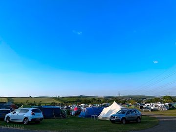 View over higher moor farm camping pitches.