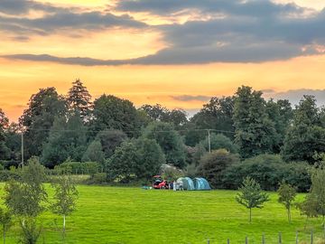 Setting up at sunset