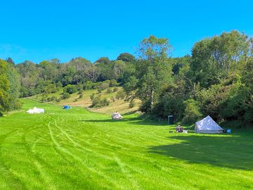 Bell tents pitched on site