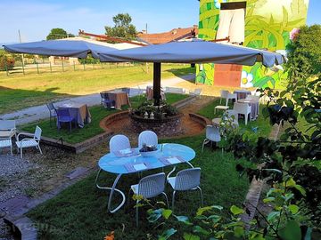 Shaded dining area