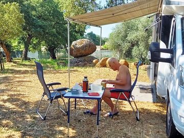 Parking spaces for camper vans, caravans, and large tents