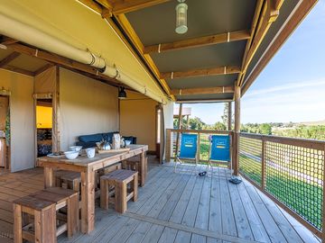 Spacious sheltered decking