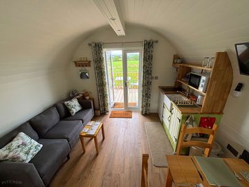 Pod interior looking towards the decking