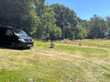 Canpervan and bell tent on electric pitches