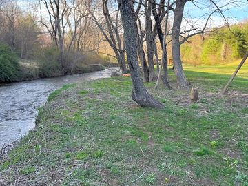 Park right beside the fast moving creek
