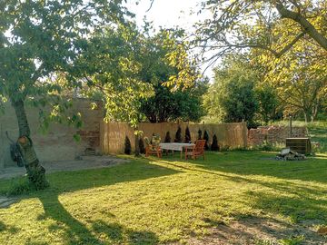 Parking spaces under the walnut trees