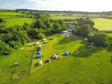 Aerial view of the camping field and surroundings