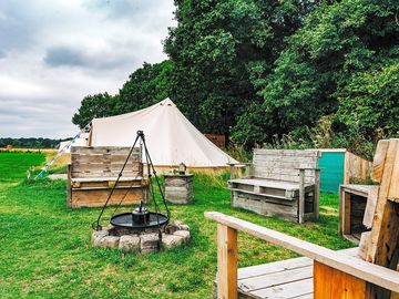 Outside bell tents