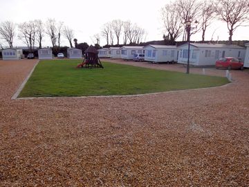 Parking space beside each caravan