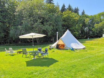 Exterior of Blue Bell tent