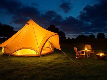 Bell tent at night