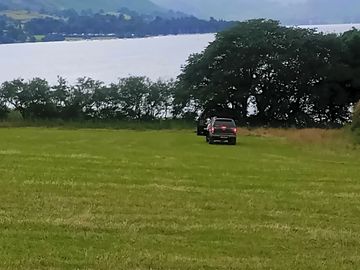 Grass pitches with lake views