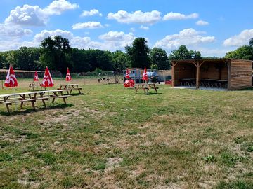 Outdoor seating and covered dining area
