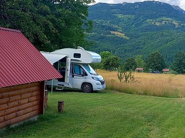 Forested mountain views from the campsite