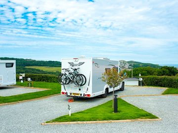 A motorhome overlooking the coast