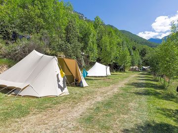 Mountain views from the pitches