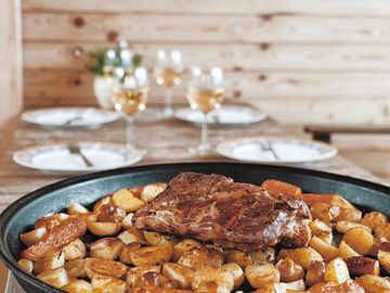 Food prepared on the terrace