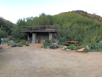 Rooftop patio & rock shelter building