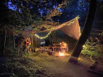 Bell tent at night