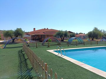 The pool is fenced off