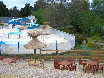 The aqua park and the snack bar terrace