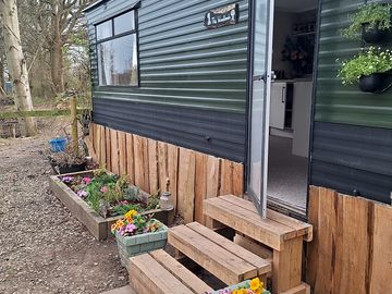 Outside the entrance of the nestbox