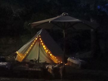 Bell tent at night