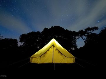 Bell tent at night
