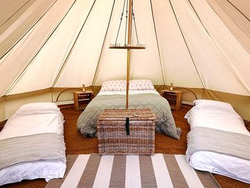 Inside a bell tent