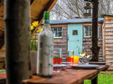 Shepherds hut from dining area