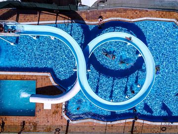 Aerial view of the pool