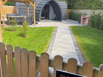 Exterior of pod and hot tub