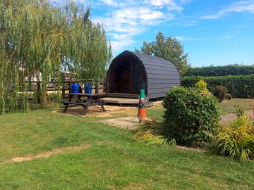 Log pod and picnic table