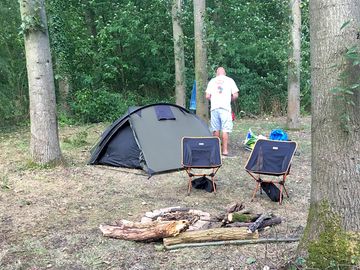 Our pitch overlooking riverbank