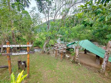 The campground is next to the river