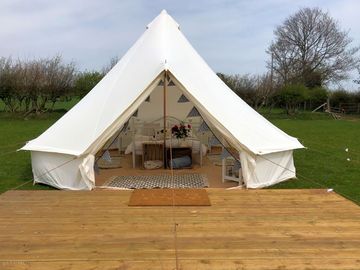 Outside of the tent