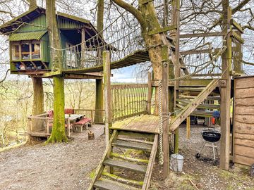 The treehouse, showing access across the bridge