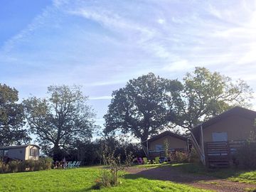 The top of the site: crivens on the left, and the safari lodges on the right