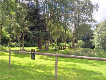 The picnic area, overlooking the fishing lake
