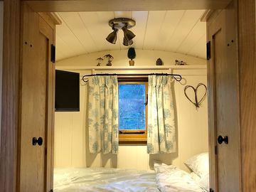 Double bed and tv