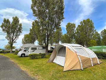 Grass tent pitches