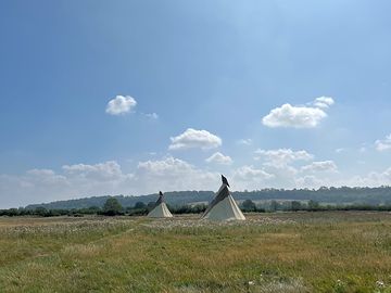 Tipis in our camping meadow