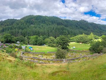 View of the campsite from the walking trail above