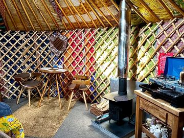 Dining area and log burner