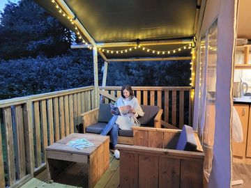 Evening time relaxing on the verandah of your safari tent
