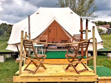 Seating area outside the tent