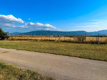 Grass pitches with mountain views