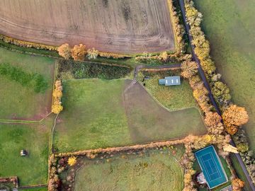 Drone photograph of the campsite